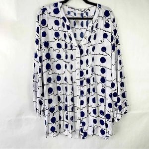 Melissa McCarthy Seven7 Womens Tunic Top Blueberry Print Size 2X
